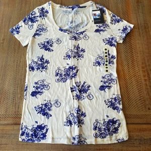 Womens medium bike and floral print tee-shirt